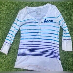 Aeropostale Henley XL blue long sleeve and white half sleeve UGC